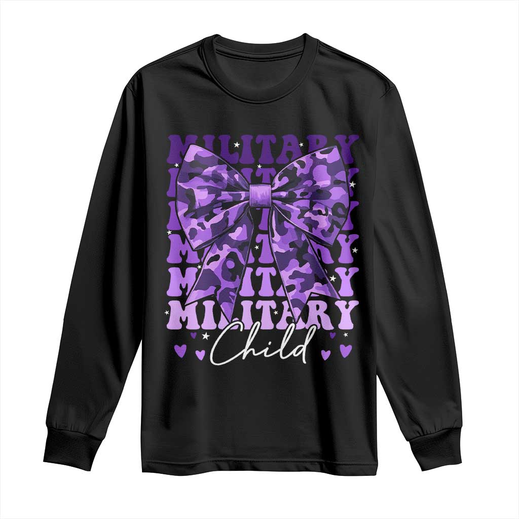 Military Child Coquette Bow Long Sleeve Shirt Purple Up Camo Kids Girls