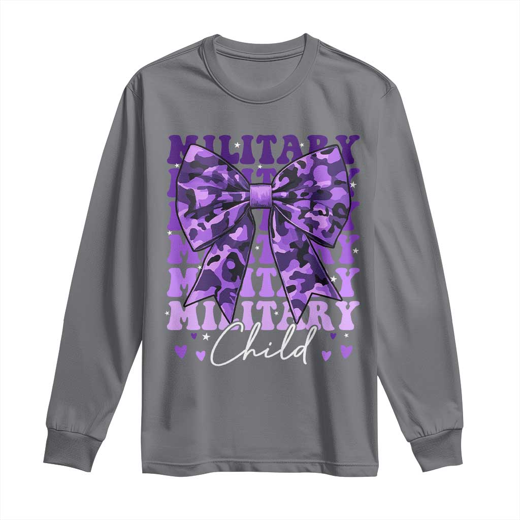 Military Child Coquette Bow Long Sleeve Shirt Purple Up Camo Kids Girls