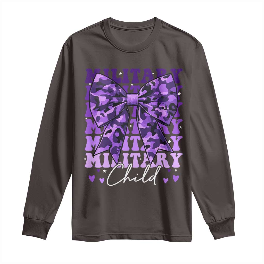 Military Child Coquette Bow Long Sleeve Shirt Purple Up Camo Kids Girls