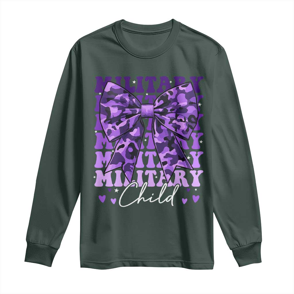 Military Child Coquette Bow Long Sleeve Shirt Purple Up Camo Kids Girls