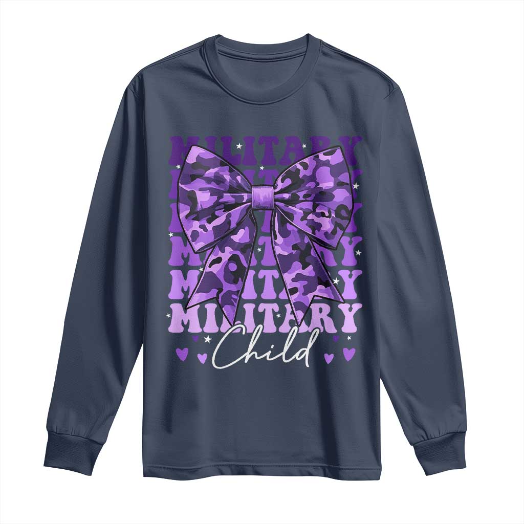 Military Child Coquette Bow Long Sleeve Shirt Purple Up Camo Kids Girls