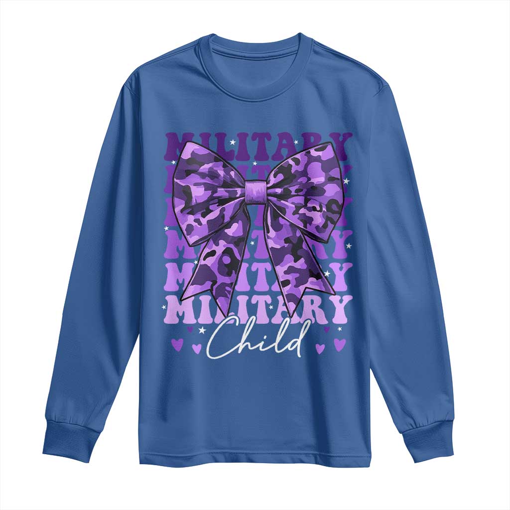 Military Child Coquette Bow Long Sleeve Shirt Purple Up Camo Kids Girls