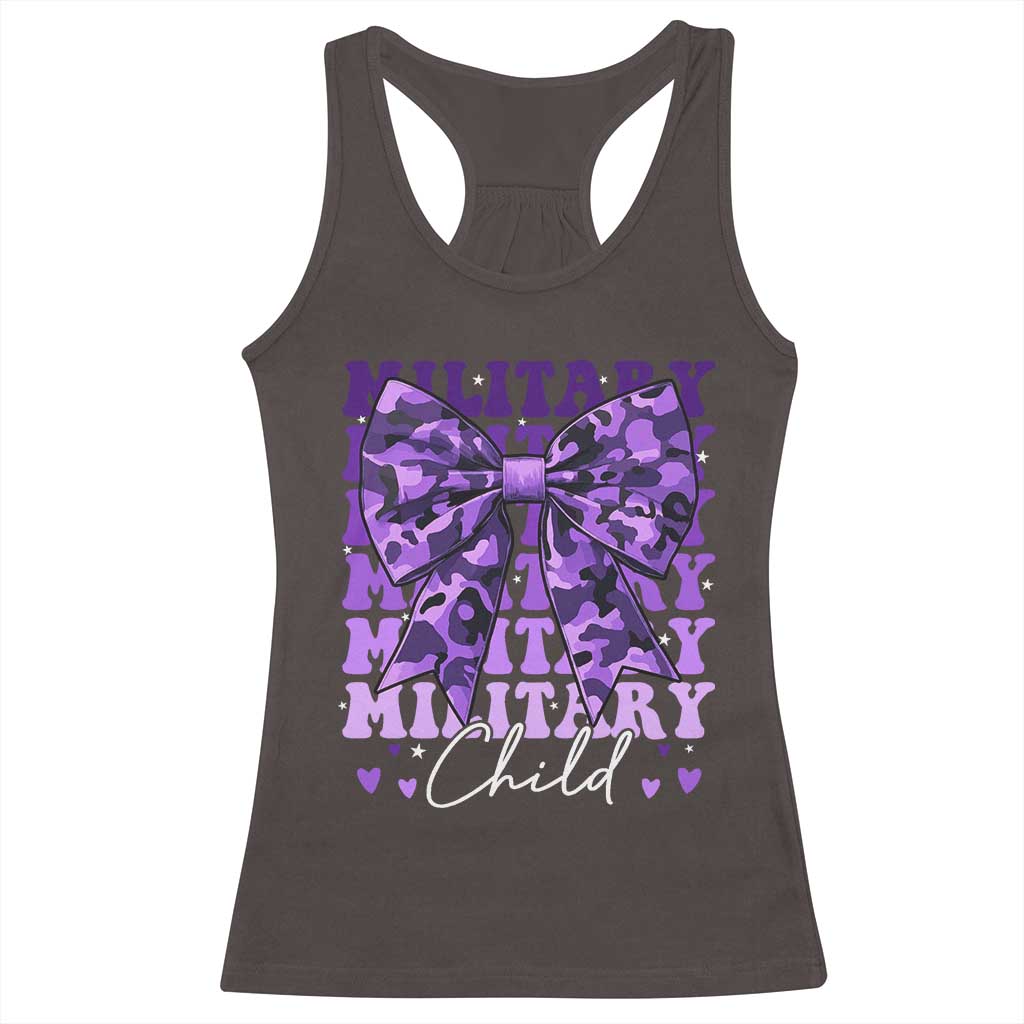 Military Child Coquette Bow Racerback Tank Top Purple Up Camo Kids Girls