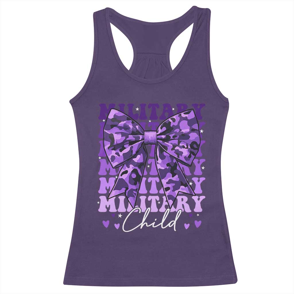 Military Child Coquette Bow Racerback Tank Top Purple Up Camo Kids Girls
