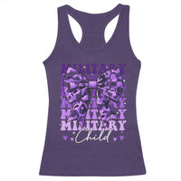 Military Child Coquette Bow Racerback Tank Top Purple Up Camo Kids Girls