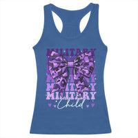 Military Child Coquette Bow Racerback Tank Top Purple Up Camo Kids Girls