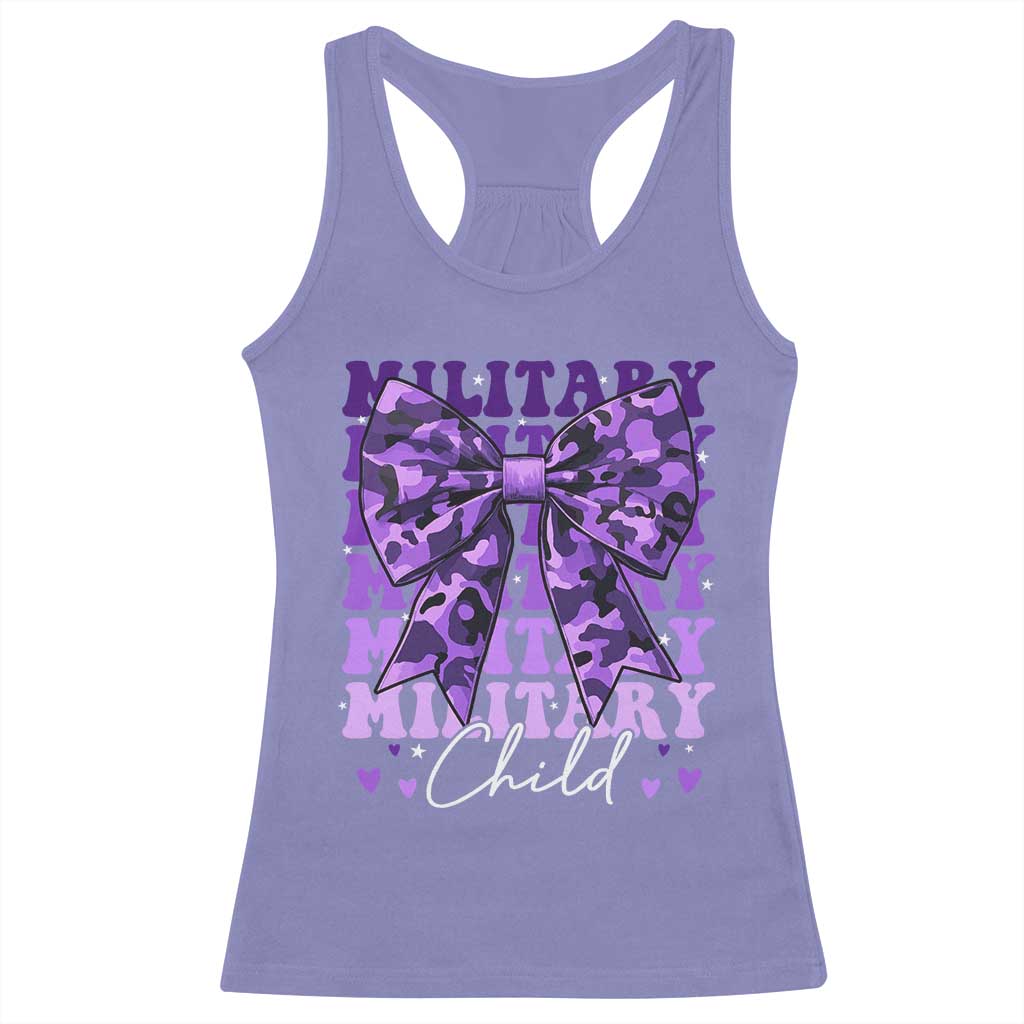Military Child Coquette Bow Racerback Tank Top Purple Up Camo Kids Girls