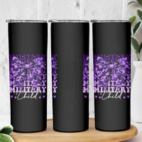 Military Child Coquette Bow Skinny Tumbler Purple Up Camo Kids Girls