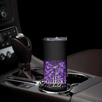 Military Child Coquette Bow Skinny Tumbler Purple Up Camo Kids Girls
