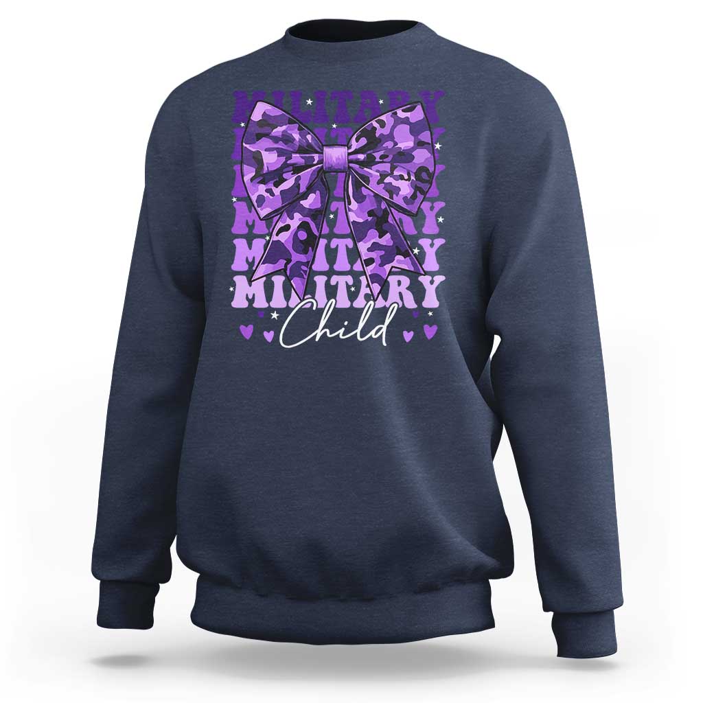 Military Child Coquette Bow Sweatshirt Purple Up Camo Kids Girls