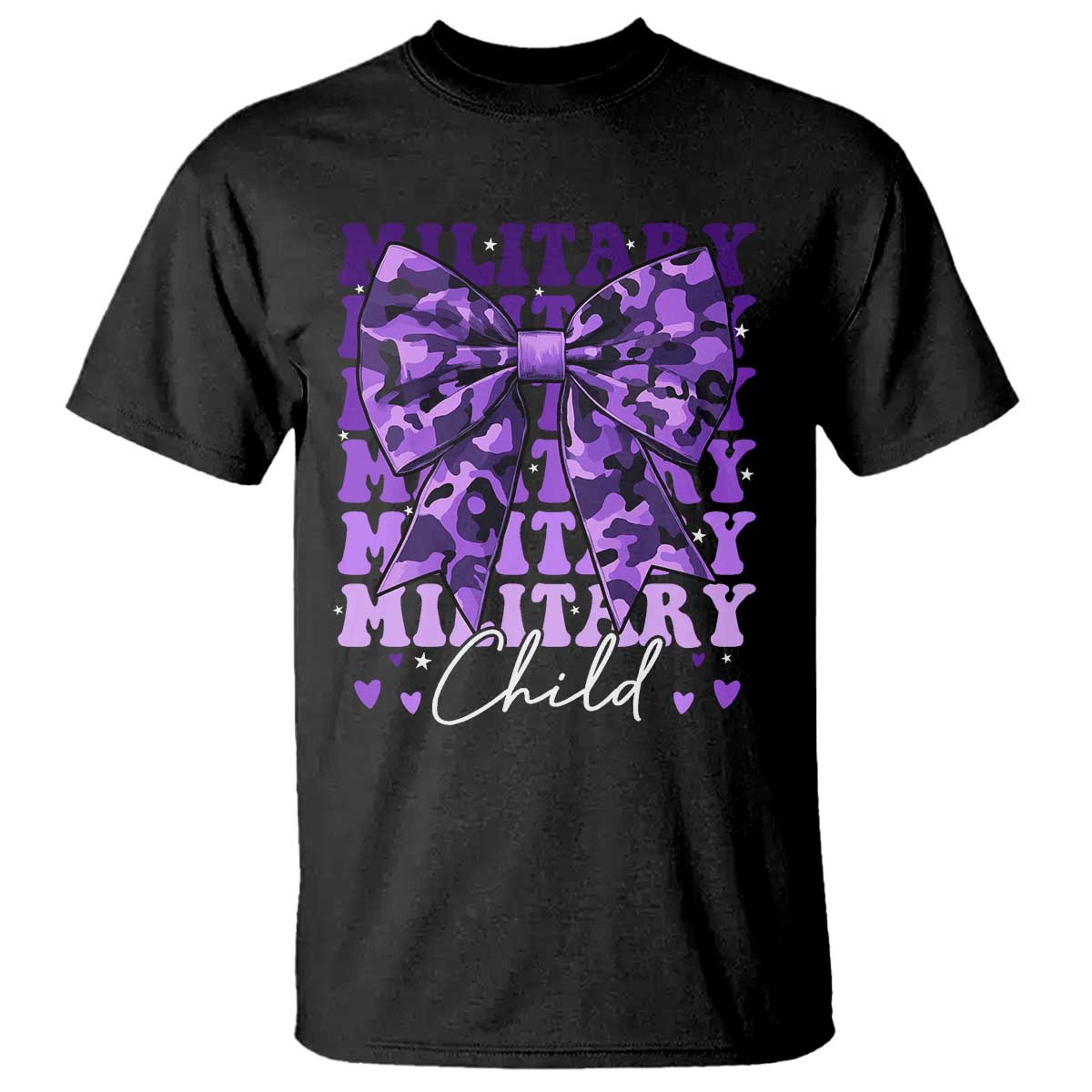 Military Child Coquette Bow T Shirt Purple Up Camo Kids Girls