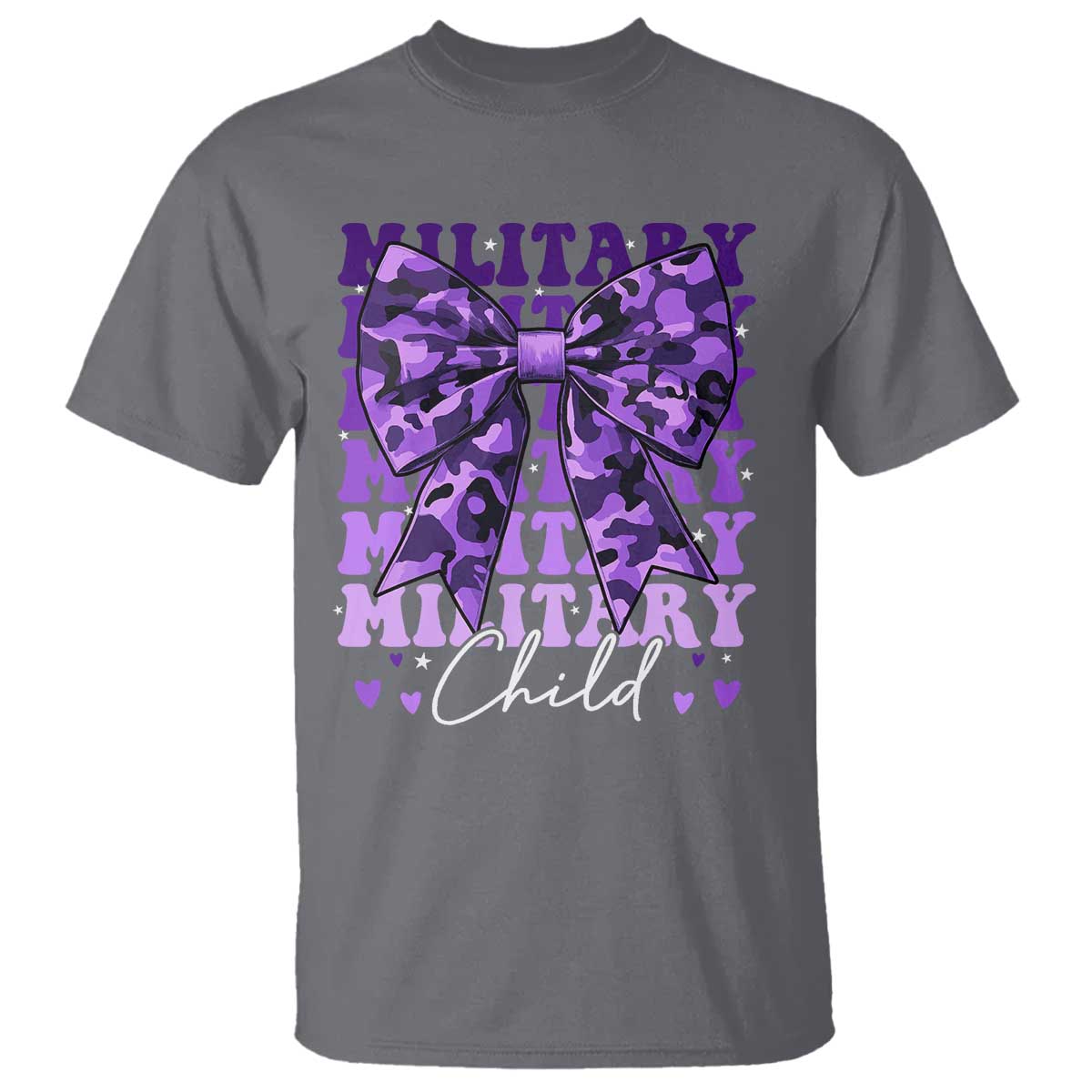 Military Child Coquette Bow T Shirt Purple Up Camo Kids Girls