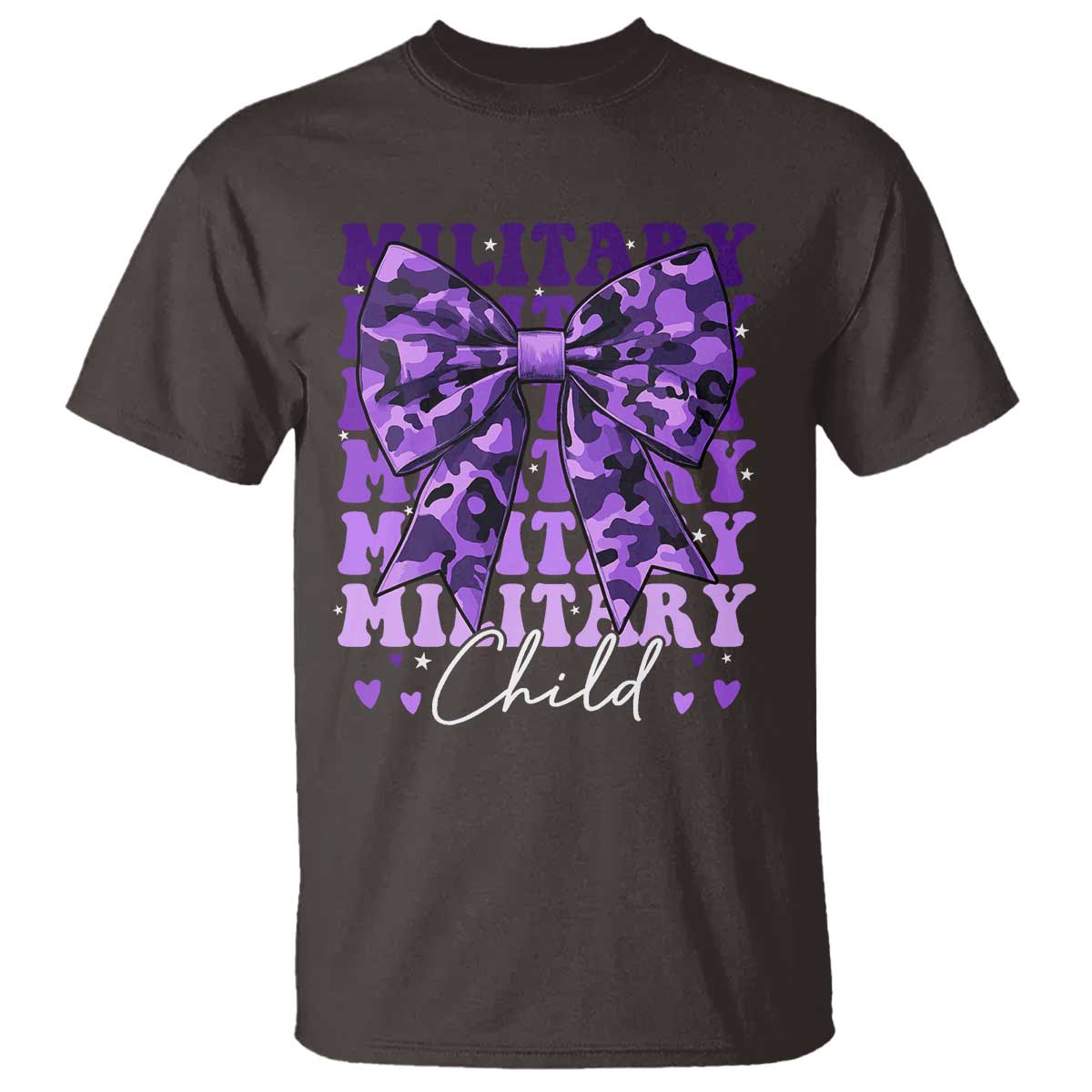 Military Child Coquette Bow T Shirt Purple Up Camo Kids Girls