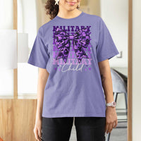 Military Child Coquette Bow T Shirt For Women Purple Up Camo Kids Girls