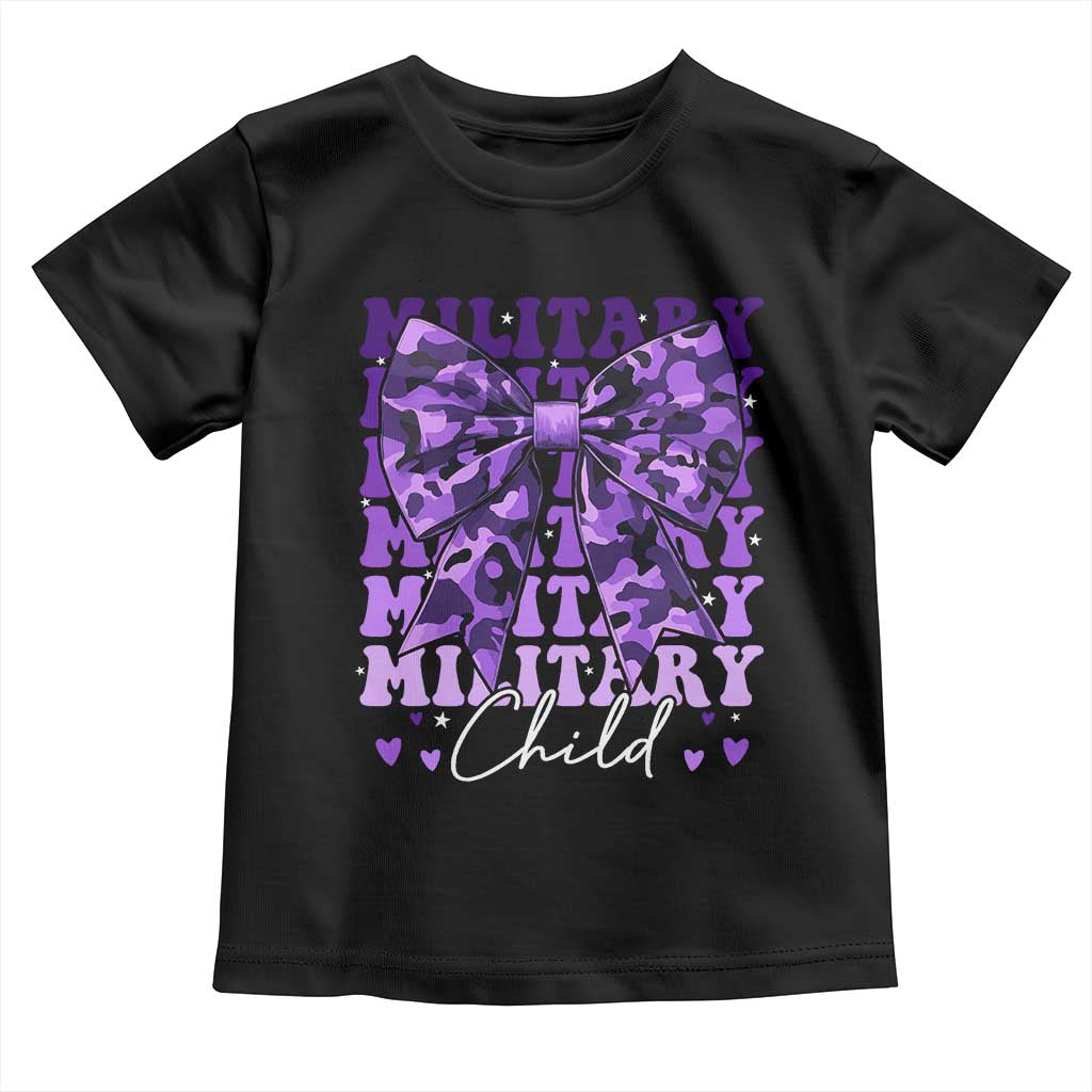 Military Child Coquette Bow Toddler T Shirt Purple Up Camo Kids Girls