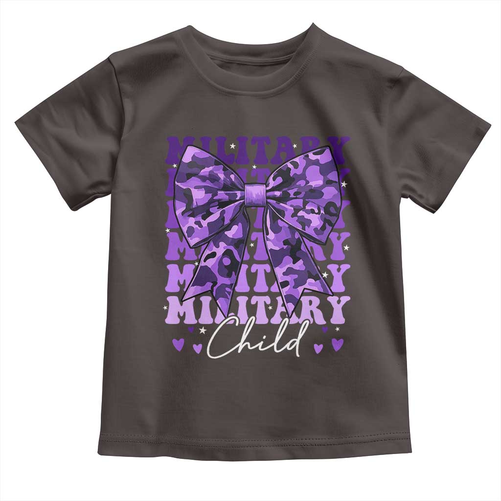 Military Child Coquette Bow Toddler T Shirt Purple Up Camo Kids Girls