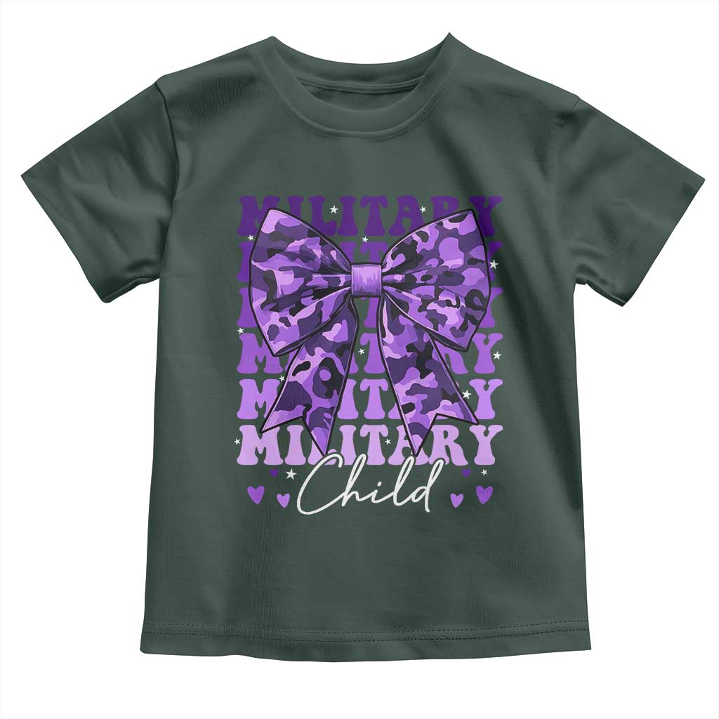Military Child Coquette Bow Toddler T Shirt Purple Up Camo Kids Girls
