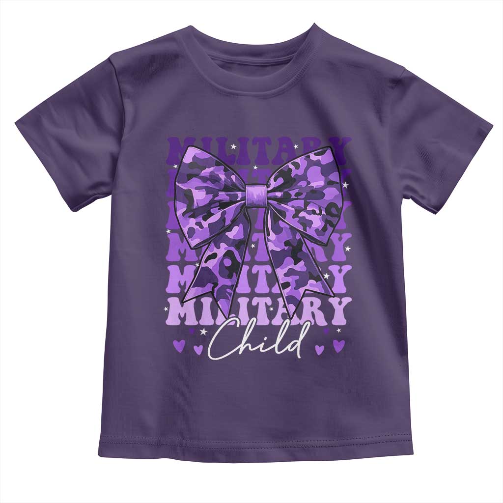 Military Child Coquette Bow Toddler T Shirt Purple Up Camo Kids Girls