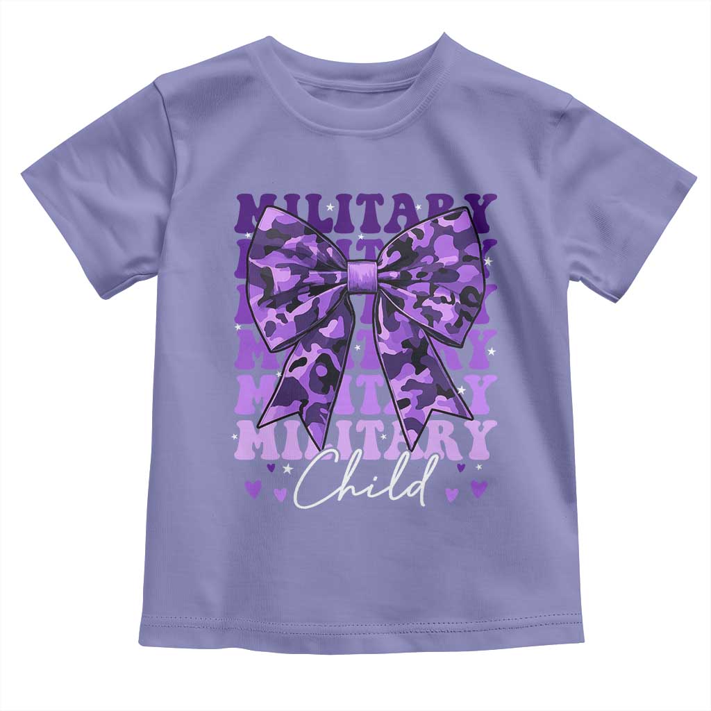 Military Child Coquette Bow Toddler T Shirt Purple Up Camo Kids Girls