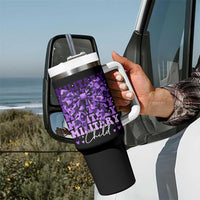 Military Child Coquette Bow Tumbler With Handle Purple Up Camo Kids Girls