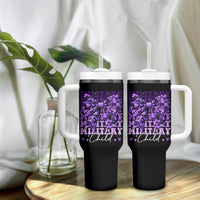 Military Child Coquette Bow Tumbler With Handle Purple Up Camo Kids Girls