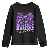 Military Child Coquette Bow Youth Sweatshirt Purple Up Camo Kids Girls