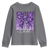 Military Child Coquette Bow Youth Sweatshirt Purple Up Camo Kids Girls