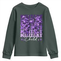 Military Child Coquette Bow Youth Sweatshirt Purple Up Camo Kids Girls