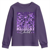 Military Child Coquette Bow Youth Sweatshirt Purple Up Camo Kids Girls