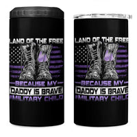 Purple Up For Military Kids 4 in 1 Can Cooler Tumbler Military Child Month My Daddy Is Brave