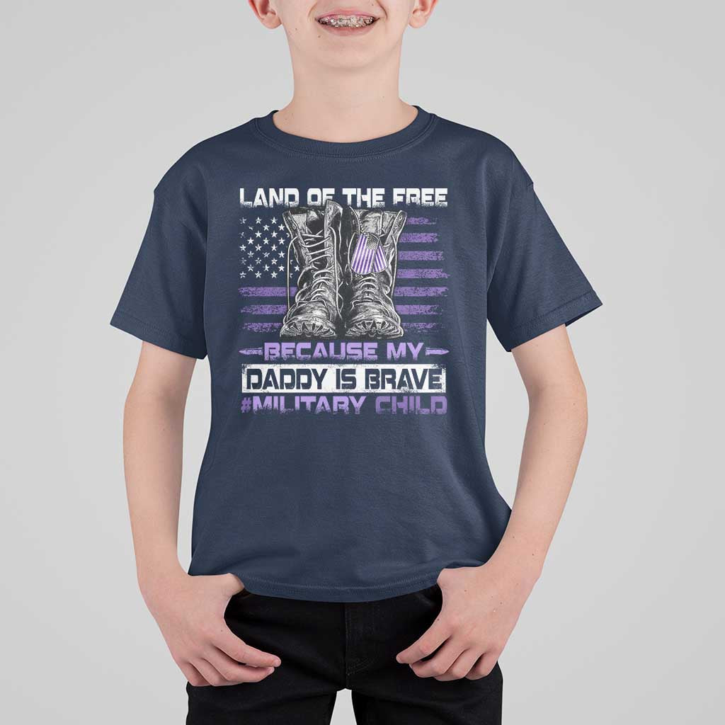 Purple Up For Military Kids T Shirt For Kid Military Child Month My Daddy Is Brave