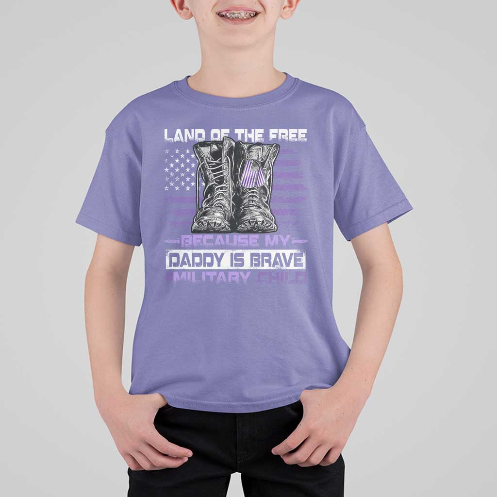 Purple Up For Military Kids T Shirt For Kid Military Child Month My Daddy Is Brave