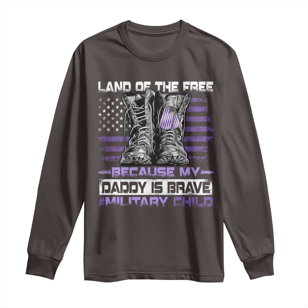 Purple Up For Military Kids Long Sleeve Shirt Military Child Month My Daddy Is Brave