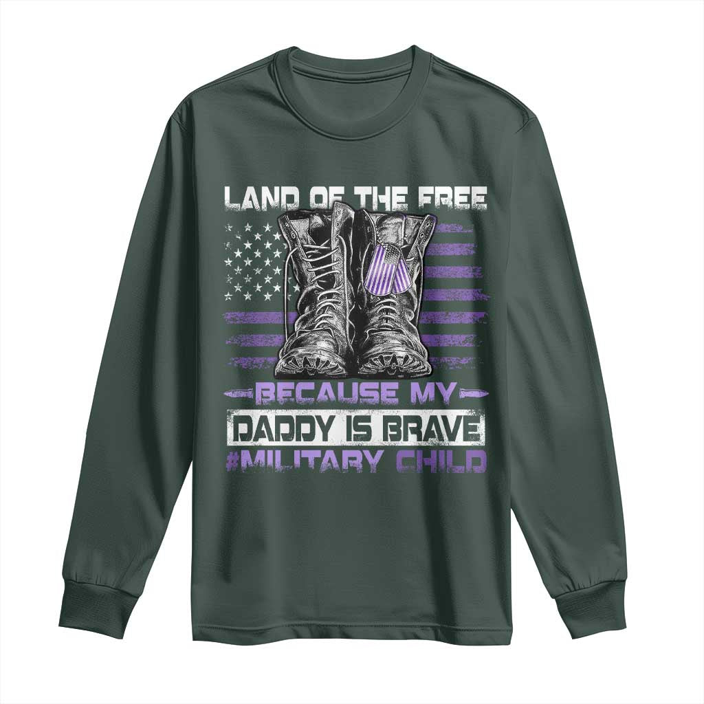 Purple Up For Military Kids Long Sleeve Shirt Military Child Month My Daddy Is Brave