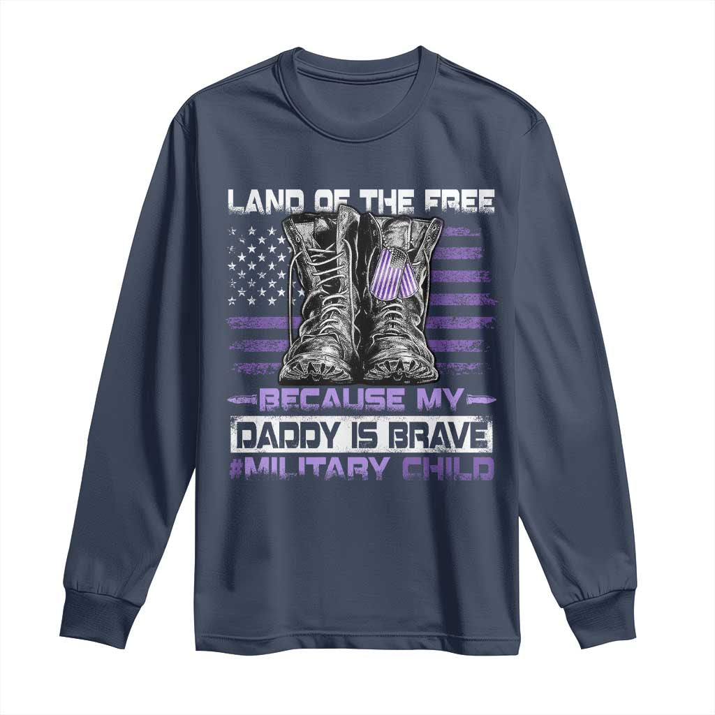 Purple Up For Military Kids Long Sleeve Shirt Military Child Month My Daddy Is Brave
