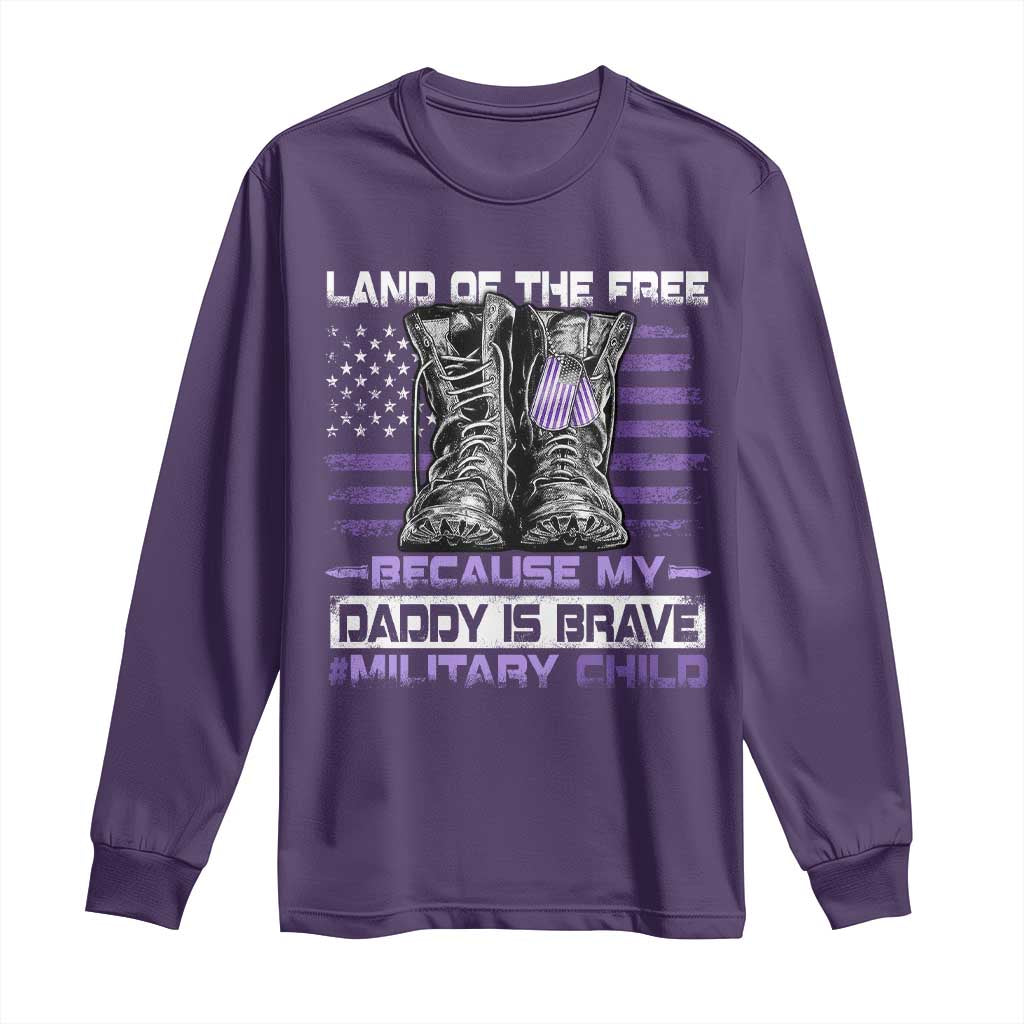 Purple Up For Military Kids Long Sleeve Shirt Military Child Month My Daddy Is Brave