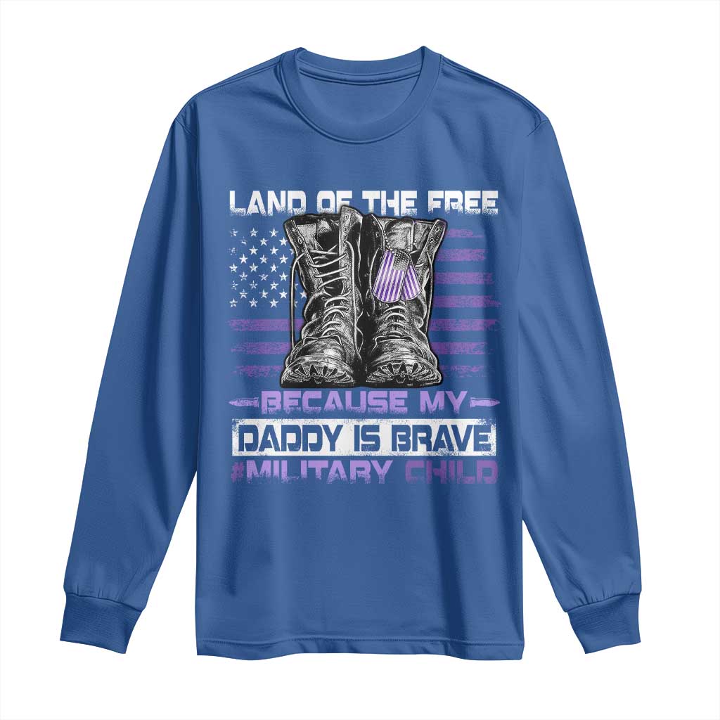 Purple Up For Military Kids Long Sleeve Shirt Military Child Month My Daddy Is Brave