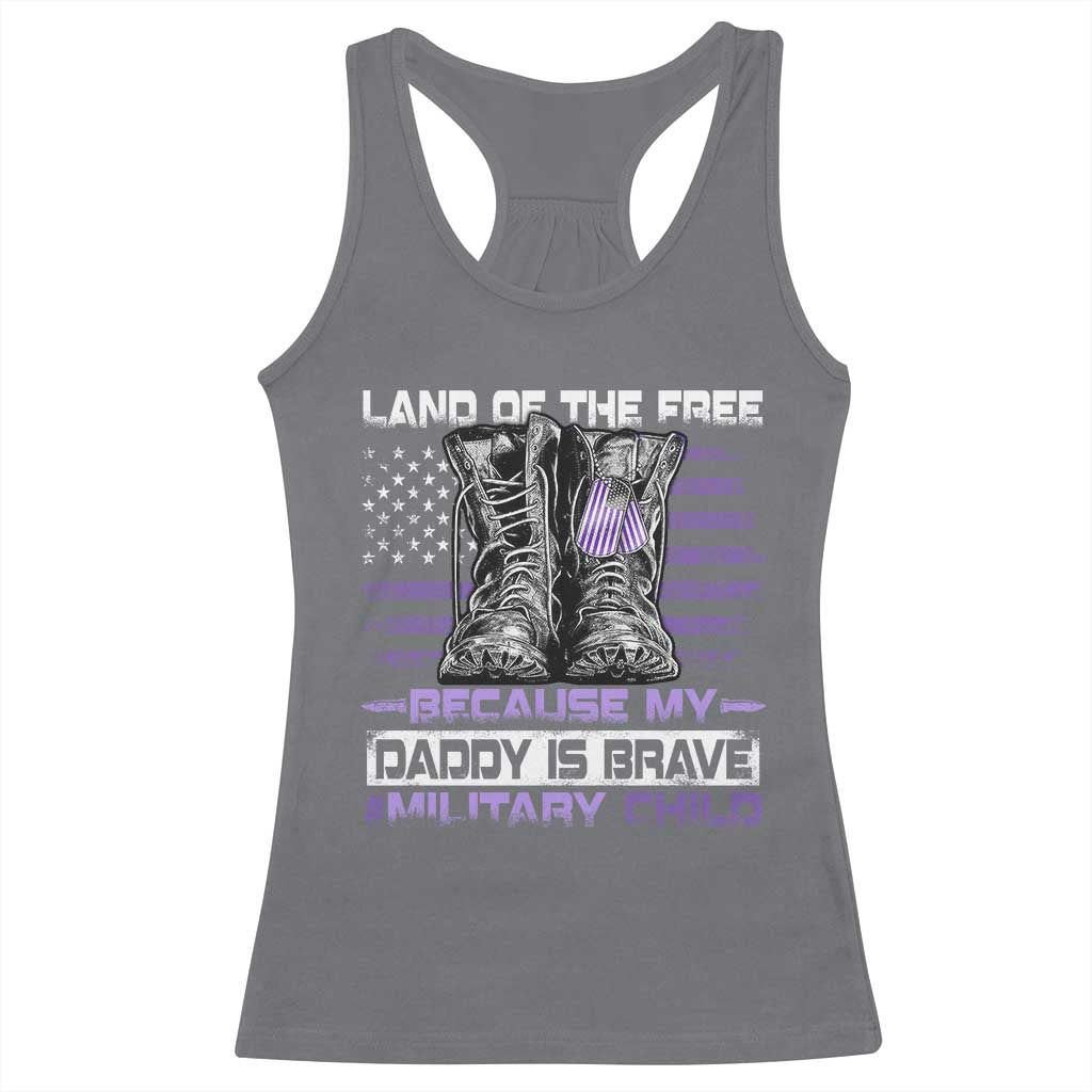 Purple Up For Military Kids Racerback Tank Top Military Child Month My Daddy Is Brave