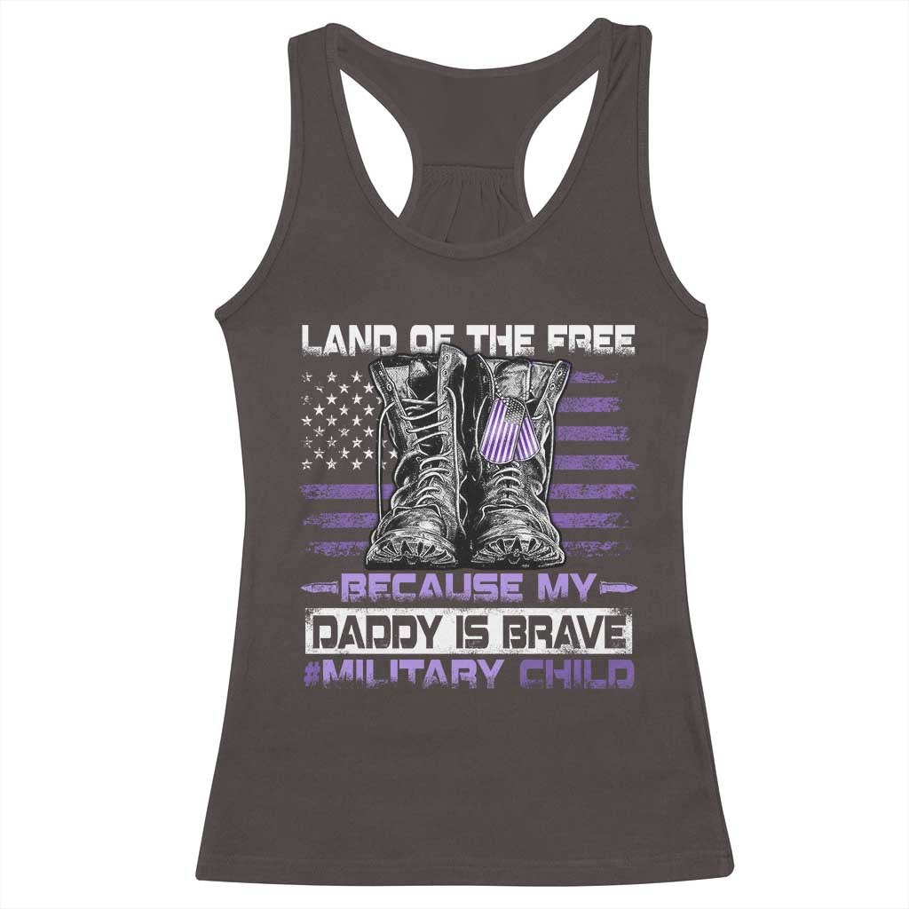 Purple Up For Military Kids Racerback Tank Top Military Child Month My Daddy Is Brave