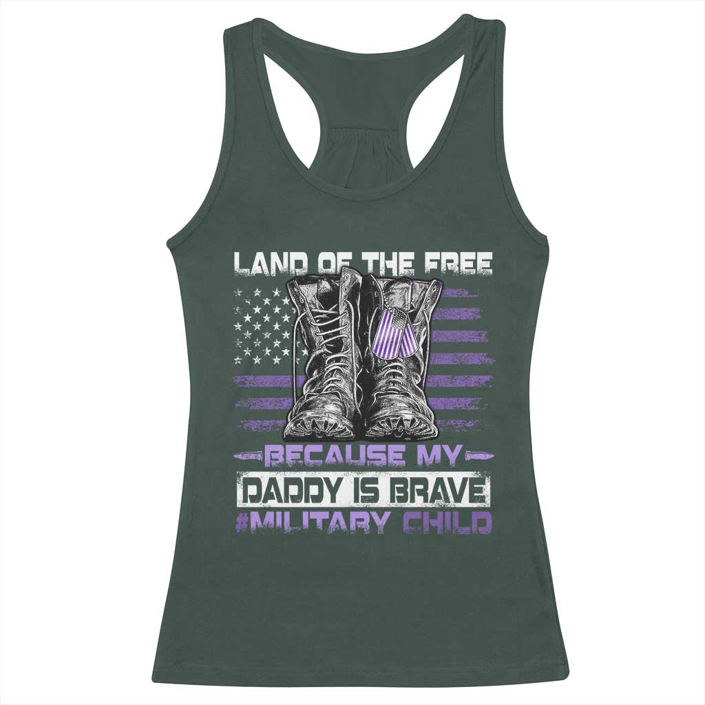Purple Up For Military Kids Racerback Tank Top Military Child Month My Daddy Is Brave