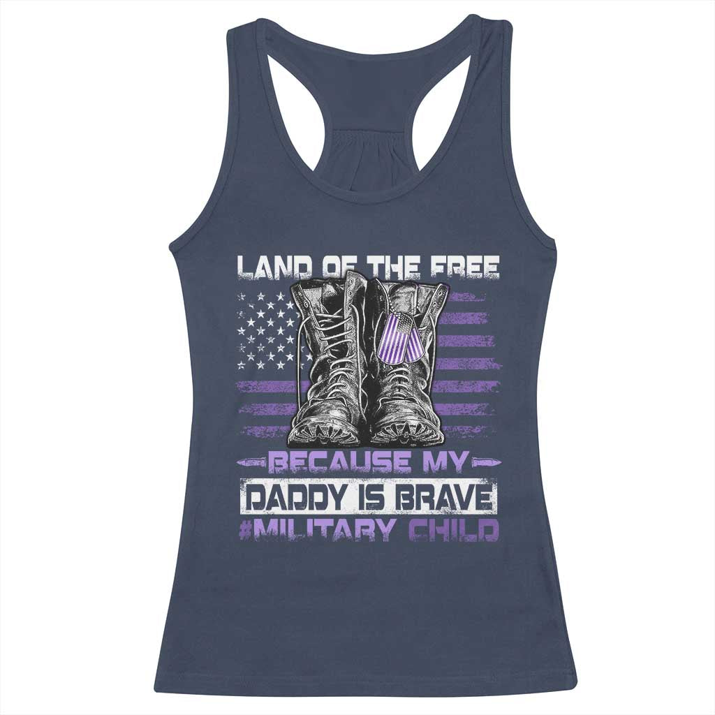 Purple Up For Military Kids Racerback Tank Top Military Child Month My Daddy Is Brave