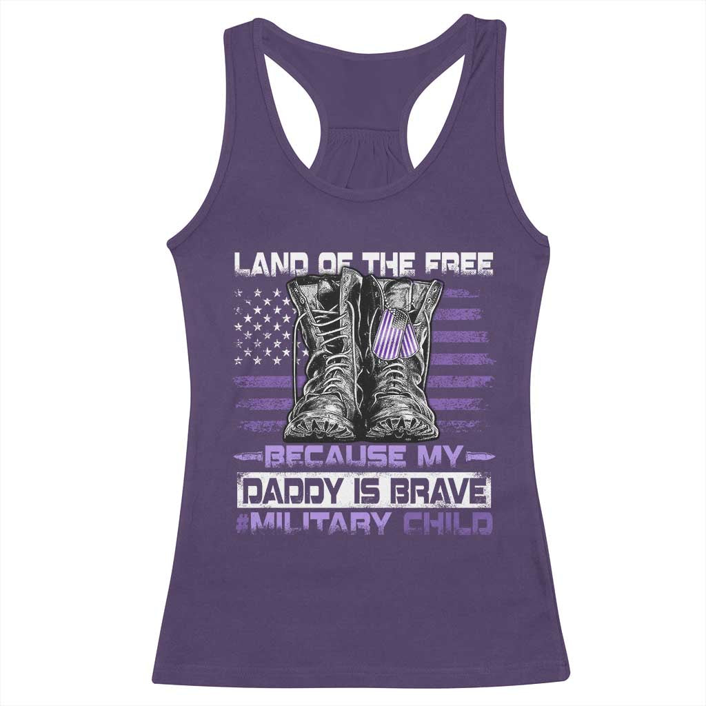 Purple Up For Military Kids Racerback Tank Top Military Child Month My Daddy Is Brave