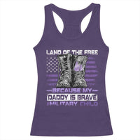 Purple Up For Military Kids Racerback Tank Top Military Child Month My Daddy Is Brave