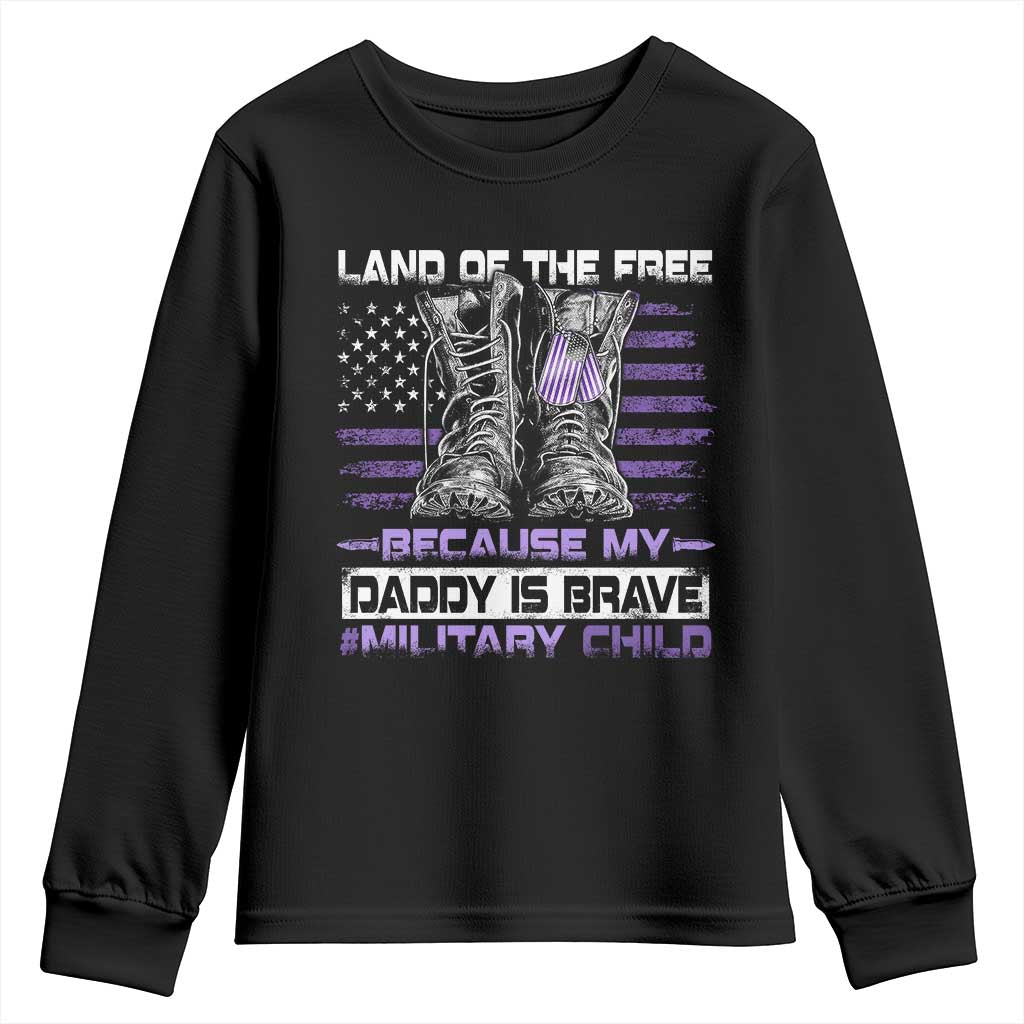 Purple Up For Military Kids Youth Sweatshirt Military Child Month My Daddy Is Brave