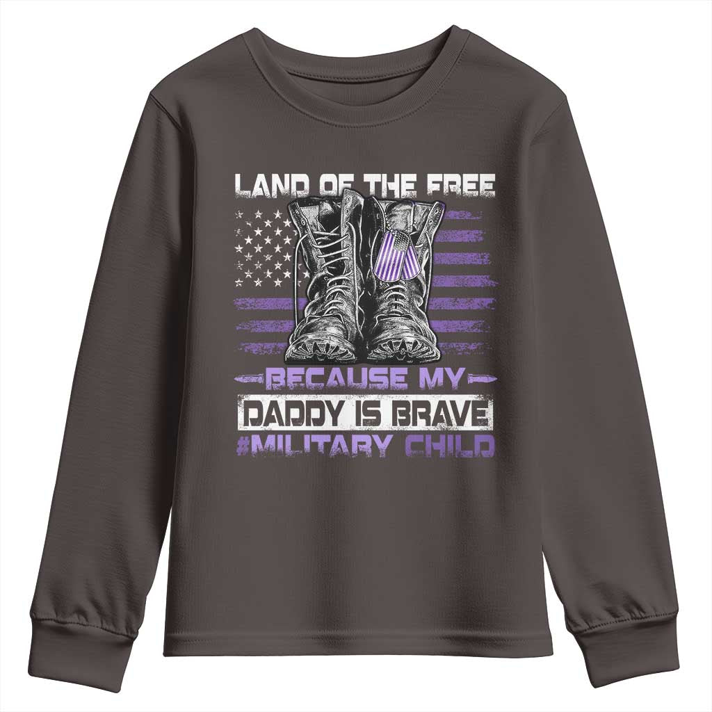Purple Up For Military Kids Youth Sweatshirt Military Child Month My Daddy Is Brave