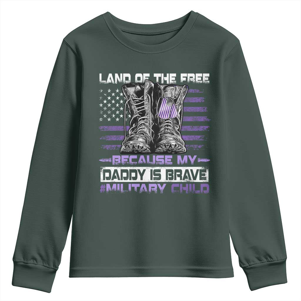 Purple Up For Military Kids Youth Sweatshirt Military Child Month My Daddy Is Brave