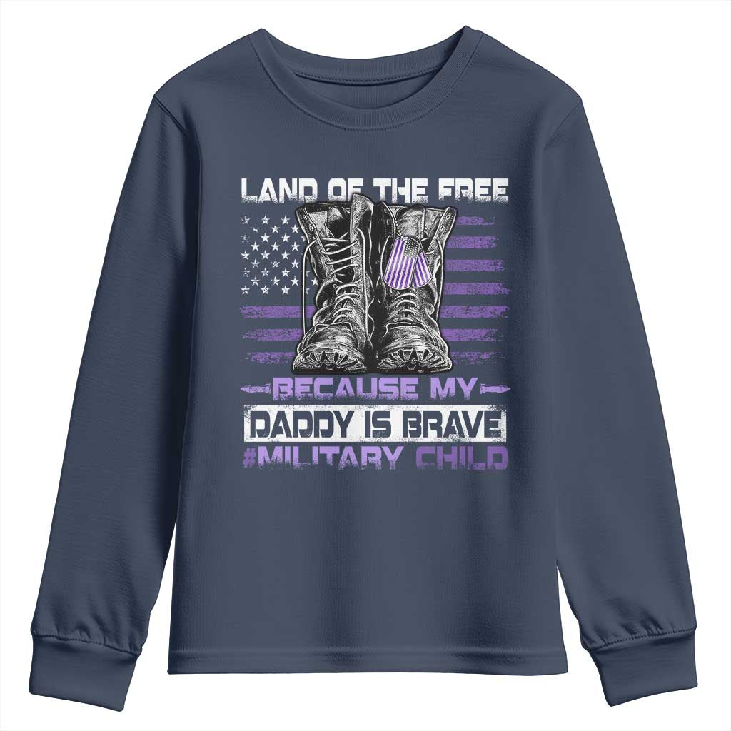 Purple Up For Military Kids Youth Sweatshirt Military Child Month My Daddy Is Brave