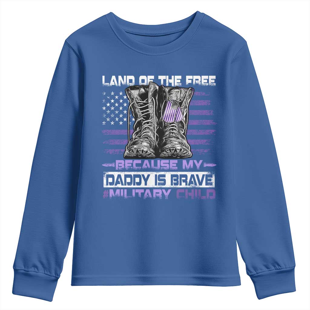 Purple Up For Military Kids Youth Sweatshirt Military Child Month My Daddy Is Brave