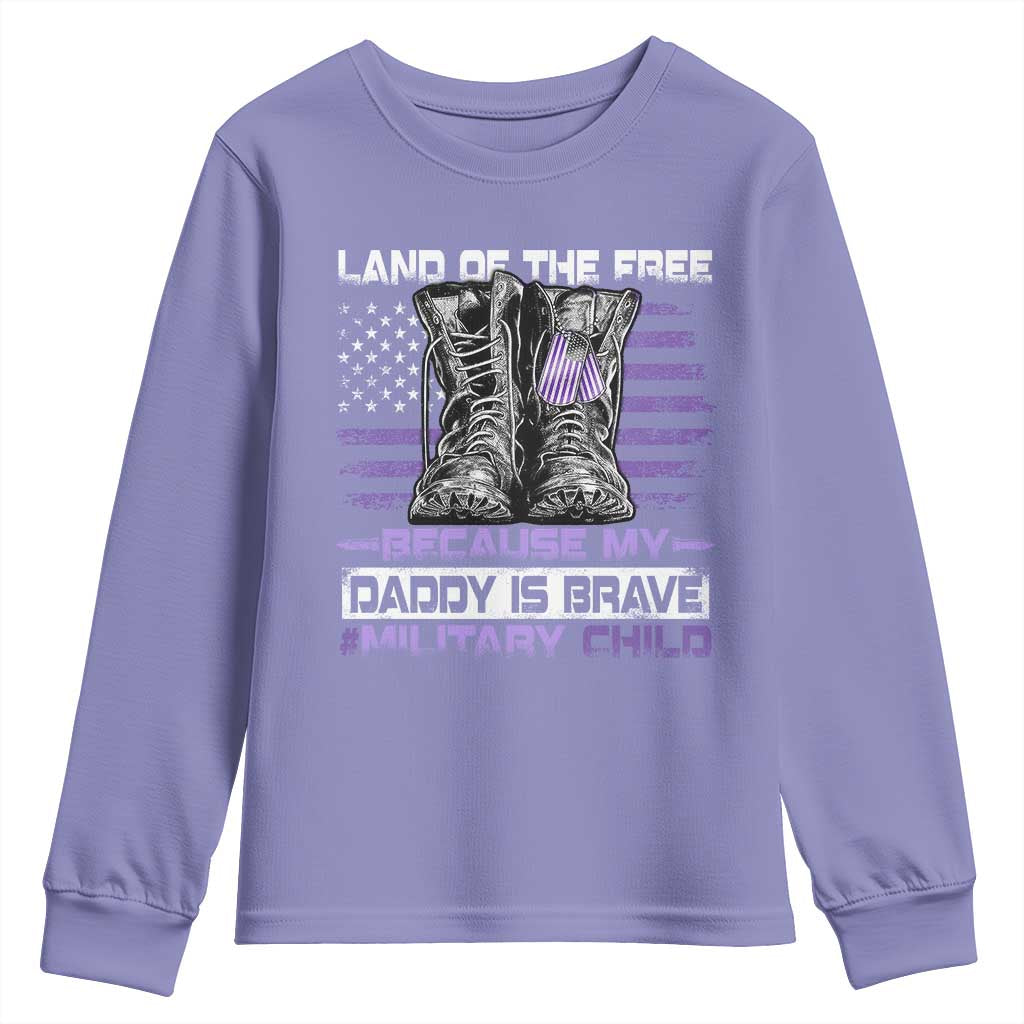 Purple Up For Military Kids Youth Sweatshirt Military Child Month My Daddy Is Brave