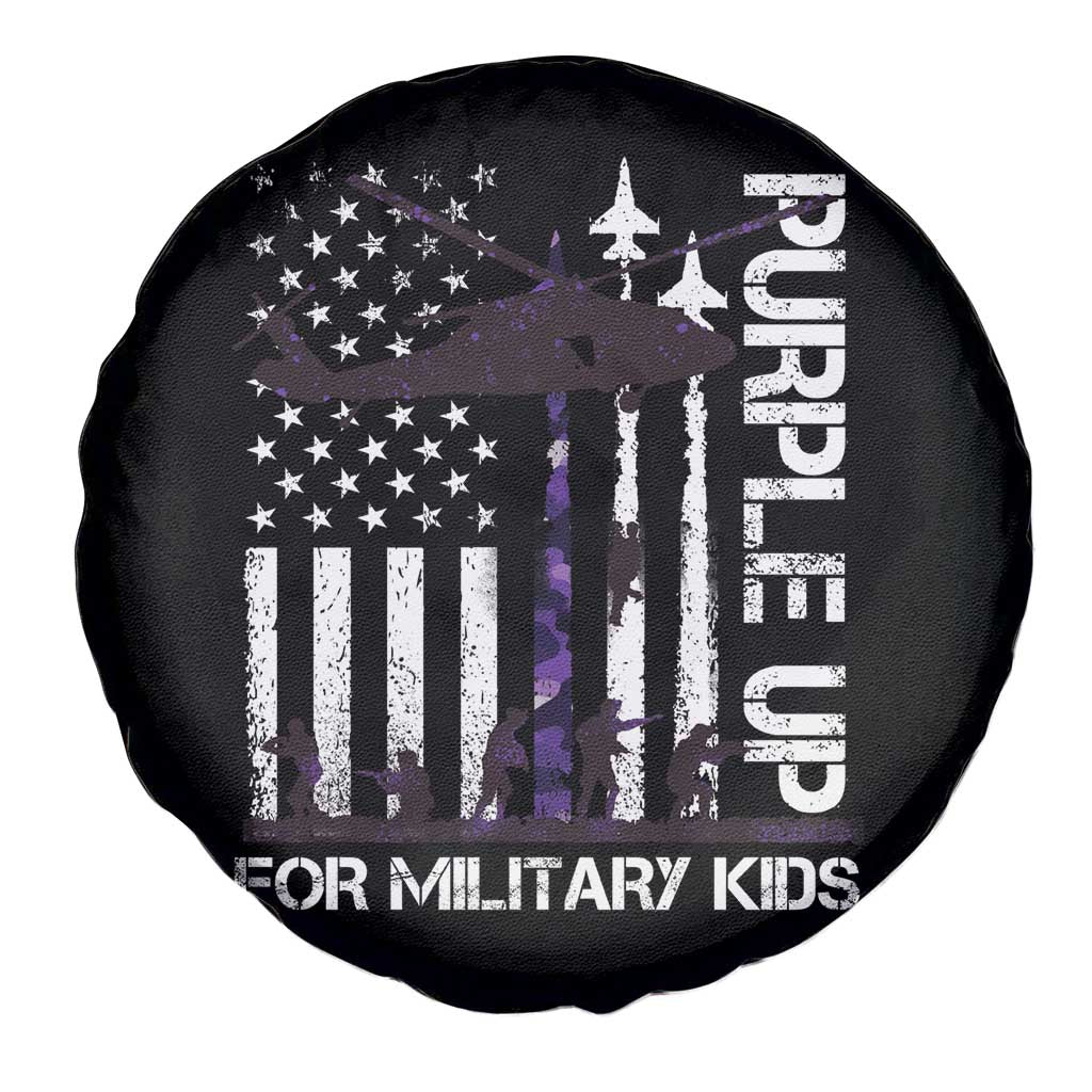 Purple Up For Military Kids Spare Tire Cover Camo American Flag Military Child Month USA Camouflage